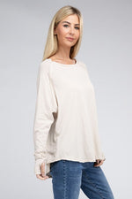 Cotton Raglan Sleeve Thumbhole Top