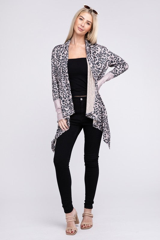 Leopard Print Open Front Cardigan