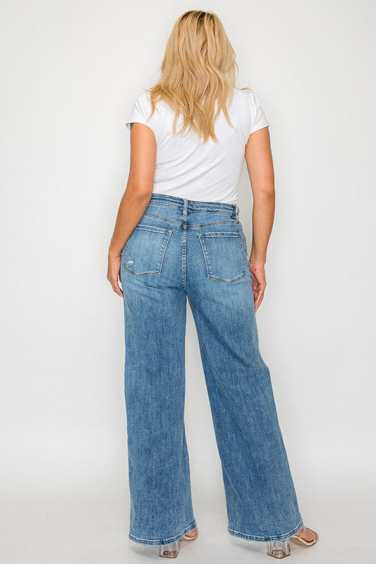 bytos High Rise Wide Leg Jeans with Pockets