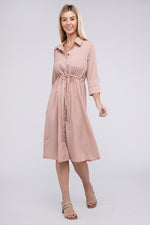 Drawstring Waist Shirt Dress