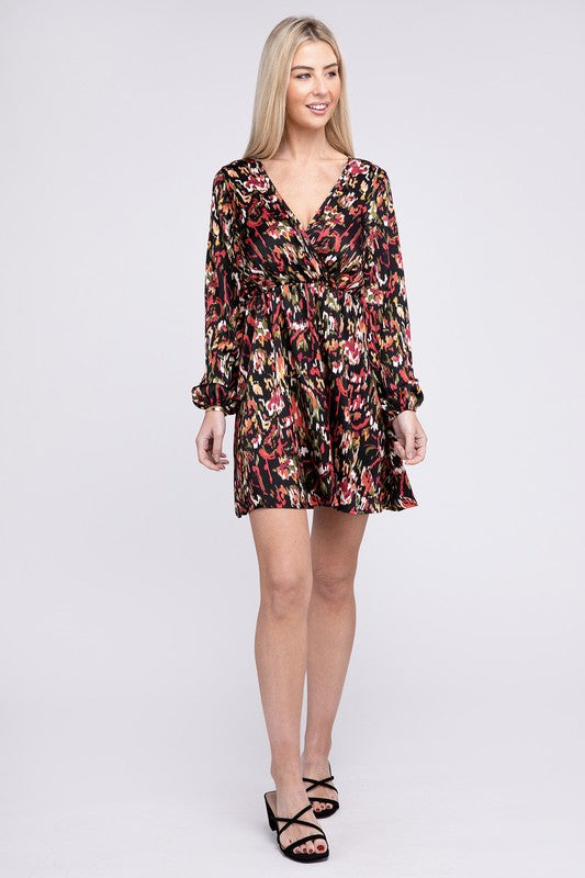 Multicolor Print V Neck Dress