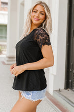 Carmen V-Neck Lace Trim Blouse