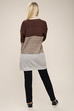 Color Block Open Front  Cardigan