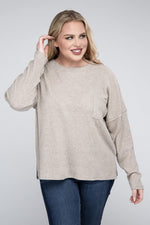 Plus Ribbed Brushed Melange Hacci Sweater