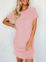 Rocco Ribbed Luxe T-Shirt Dress with Pocket