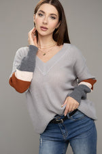 Color Block Dropped Shoulder Sweater