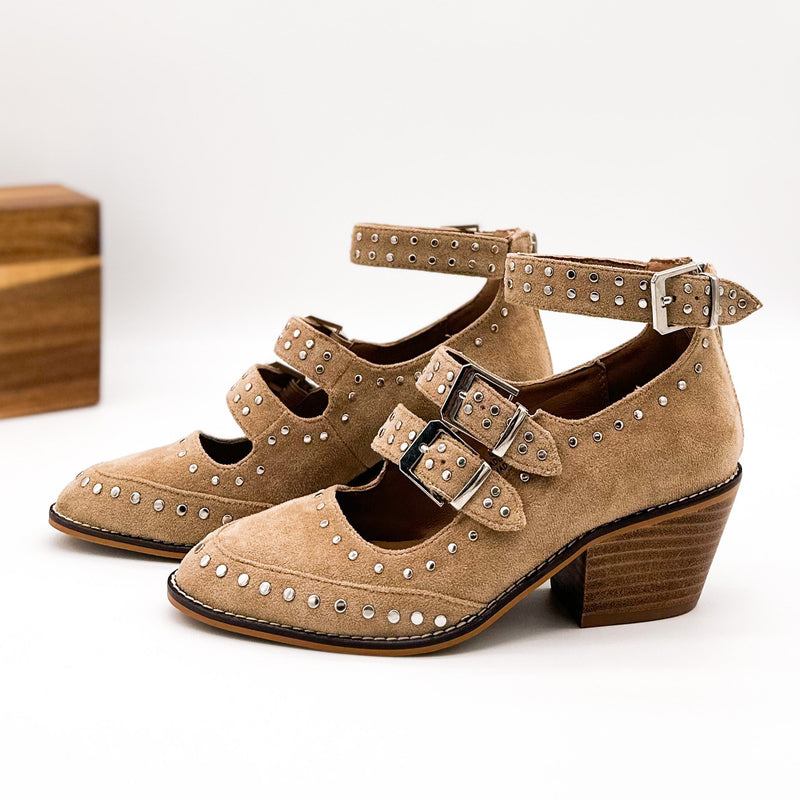 Corkys Cackle Booties in Sand Suede