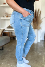 Judy Blue Distressed Straight Jeans with Patch Pockets