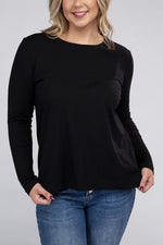 Plus Cotton Crew Neck Long Sleeve T-Shirt