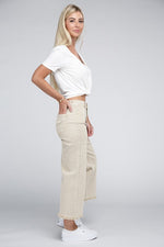 Acid Washed High Waist Frayed Hem Straight Pants