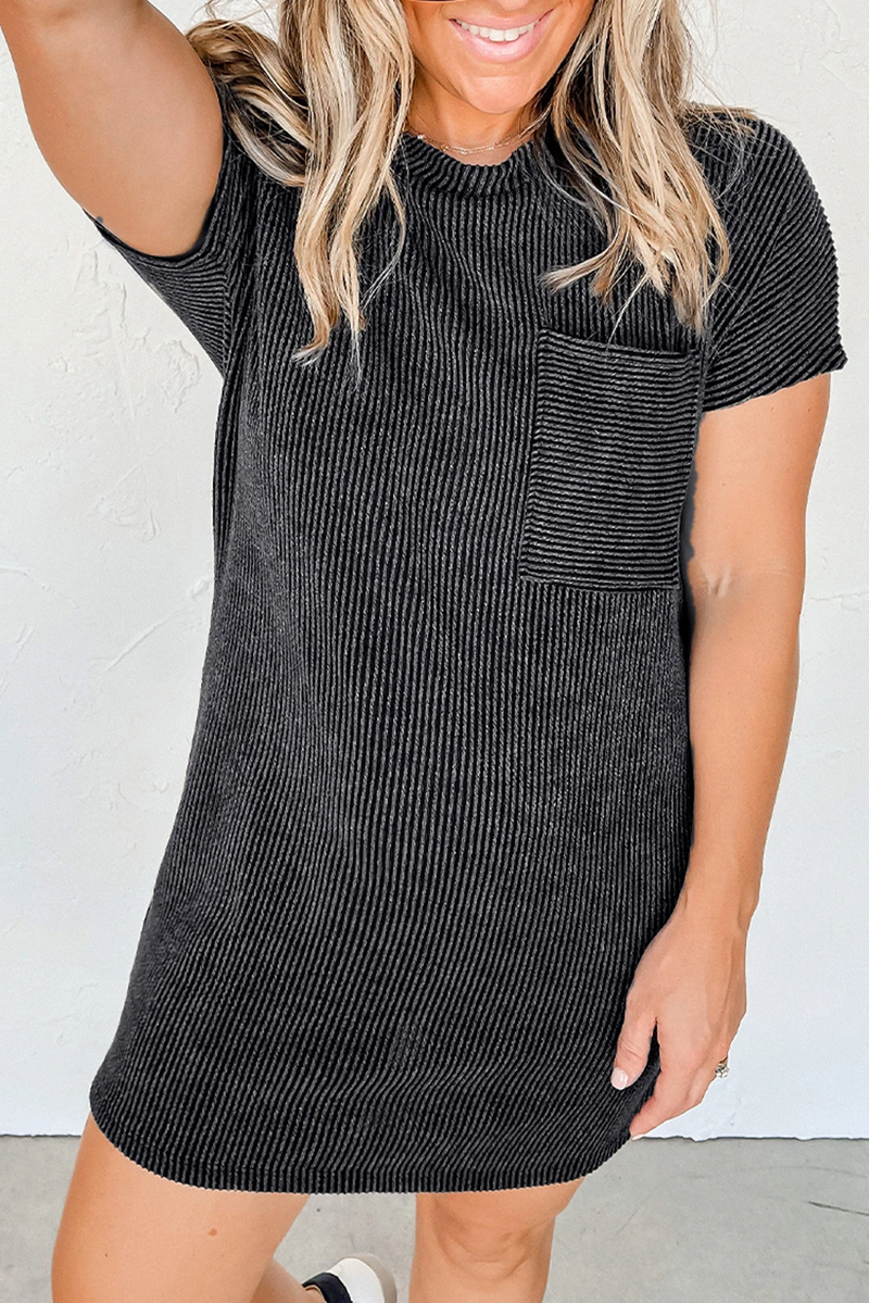 Casual Ribbed Knit T-Shirt Dress