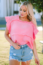 Pretty in Pink Gauze Ruffle Sleeve Blouse