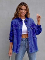 Distressed Drop Shoulder Denim Jacket