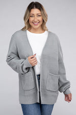 PLUS Low Gauge Waffle Open Cardigan Sweater