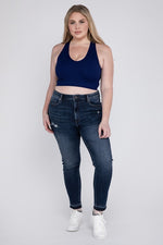 Plus Ribbed Cropped Racerback Tank Top