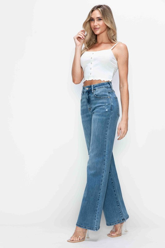 bytos High Rise Wide Leg Jeans with Pockets