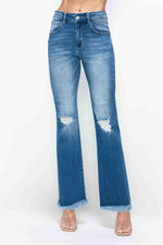 bytos Raw Hem Distressed High Rise Bootcut Jeans