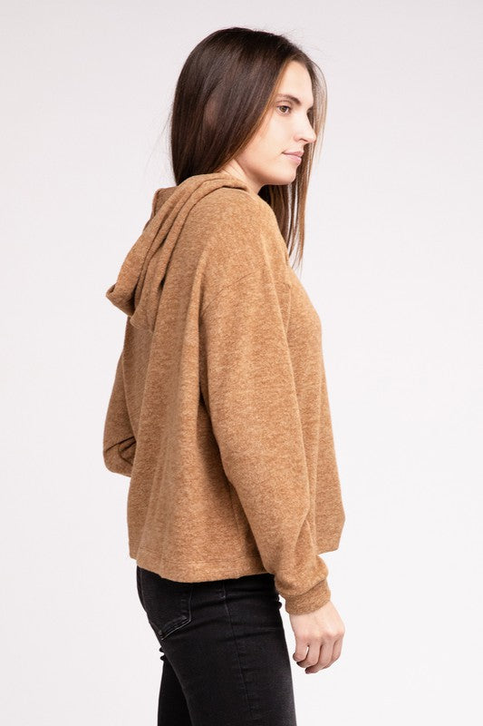 Hooded Brushed Melange Hacci Sweater