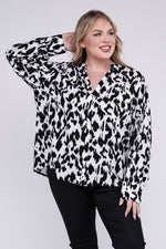 Leopard Notched Neckline Blouse