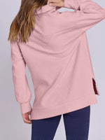 Nellie Textured High-Low Quarter Sweatshirt