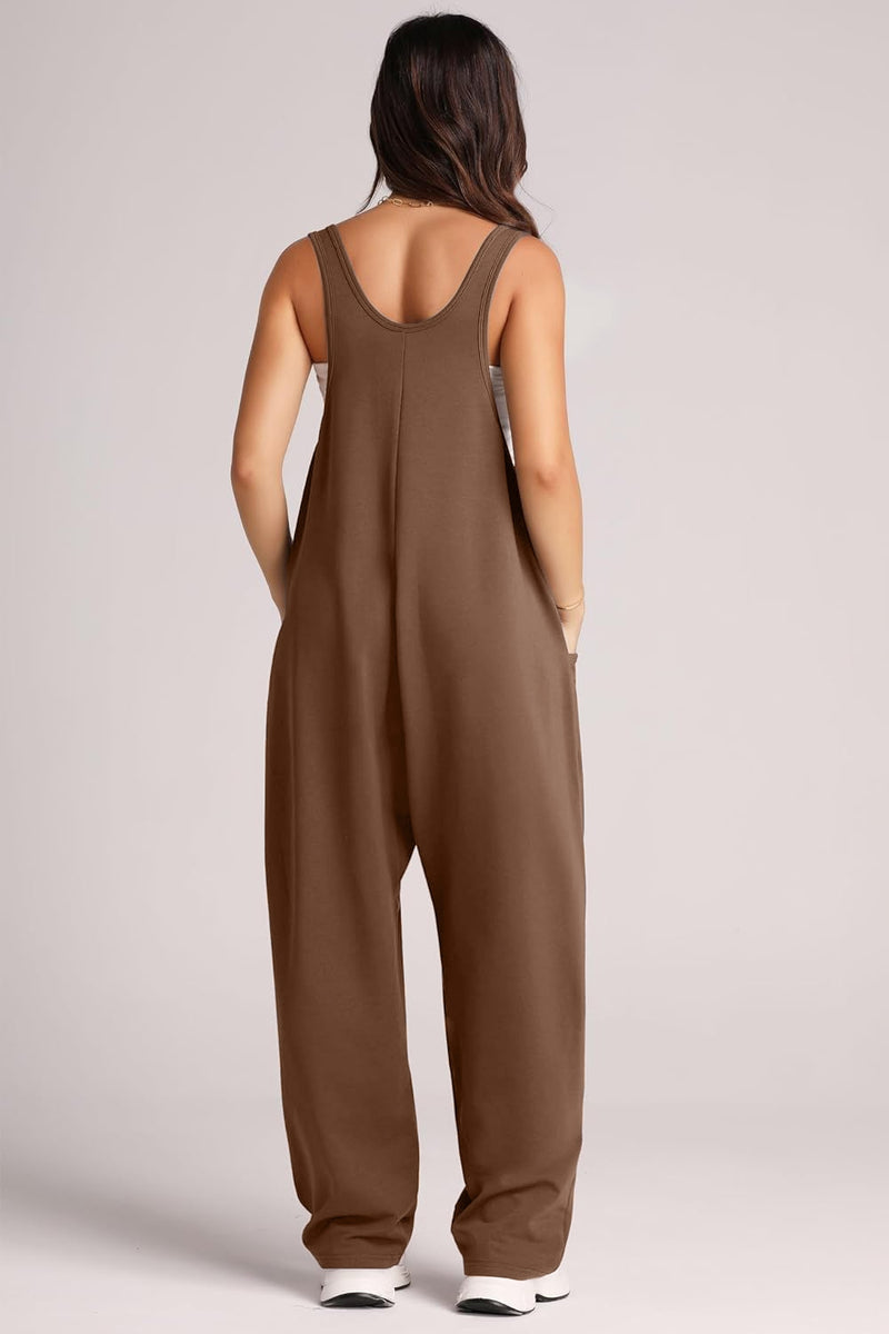 Monica Wide Strap Jumpsuit with Pockets