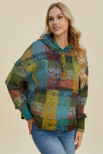 Jewell Reverse Fleece Plaid Hoodie