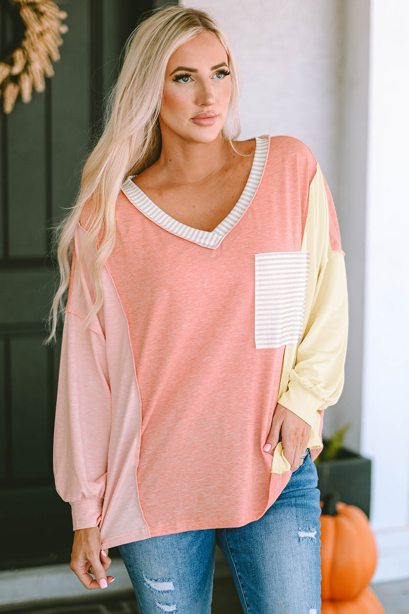 Don't Block Me In Color Blocked Lightweight Pullover