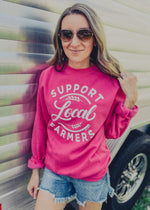 Support Local Farmers in Bright Pink Crewneck Sweatshirt