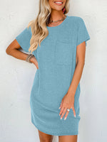 Rocco Ribbed Luxe T-Shirt Dress with Pocket