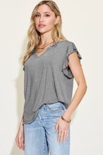 Basic Bae Bamboo Notched Ruffled Tee