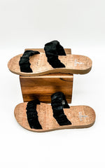 Corkys Iced Tea Sandal in Black Metallic