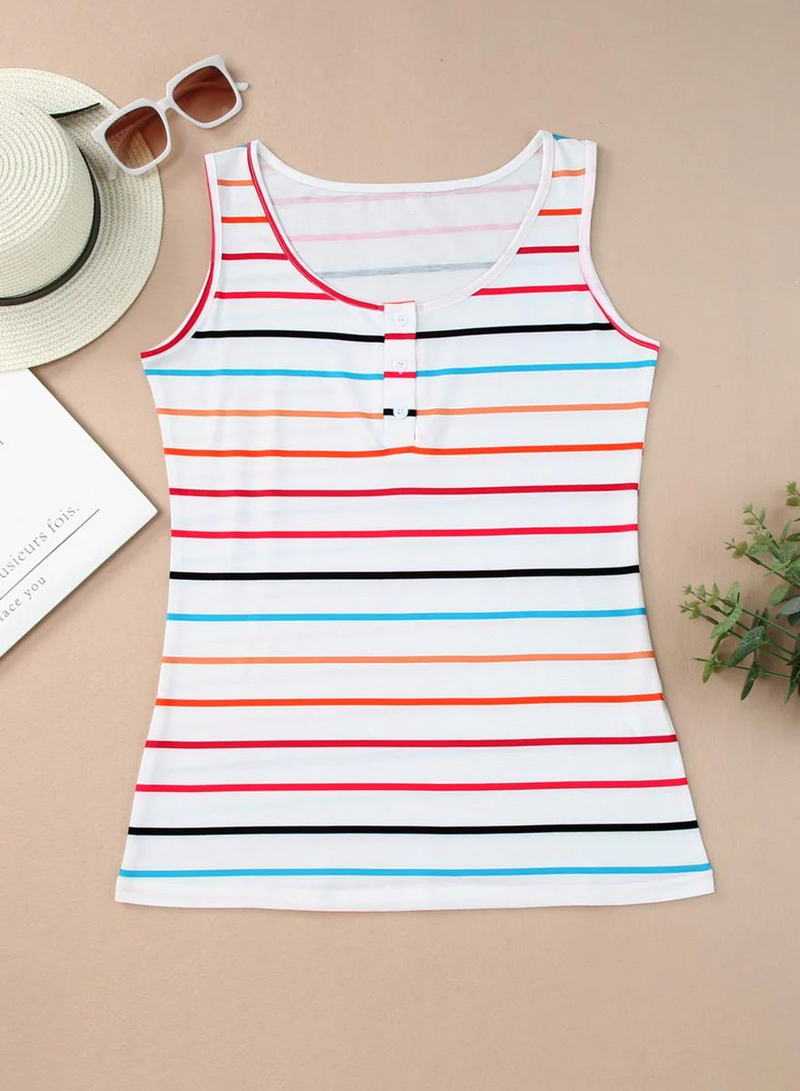 Multi Striped Henley Tank