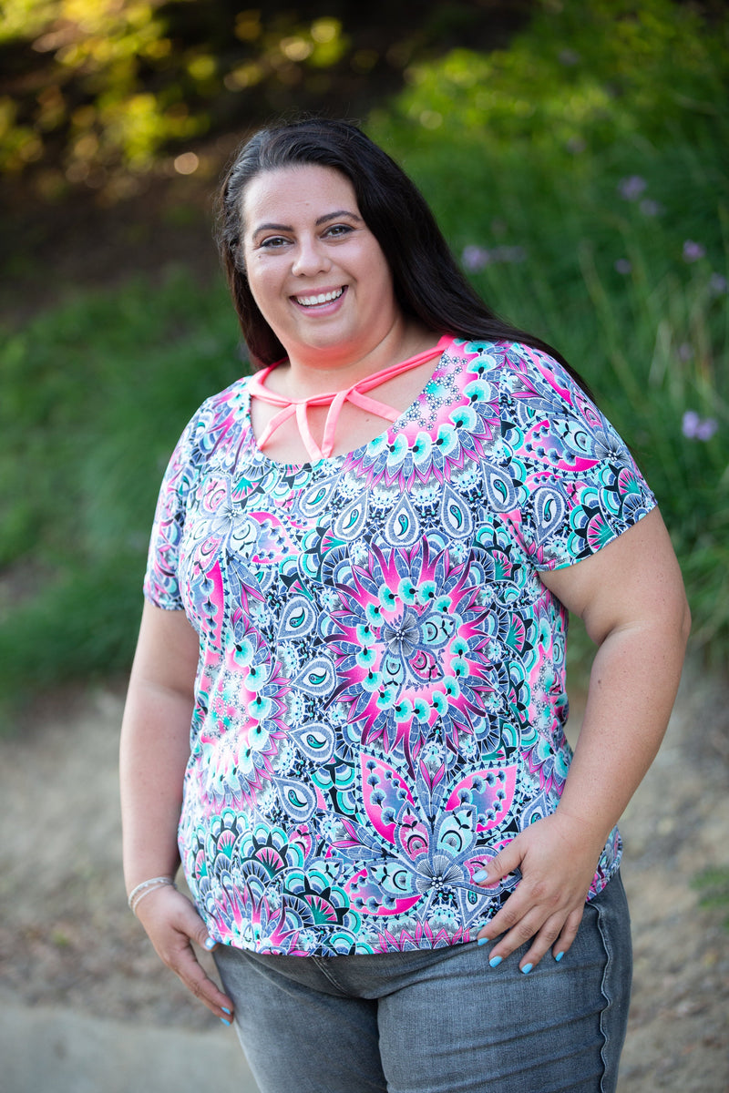 Psychedelic Paisley Criss Cross Top