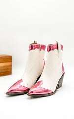 Corkys One Chance Ankle Boot in Pink and White