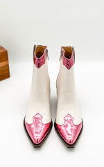 Corkys One Chance Ankle Boot in Pink and White