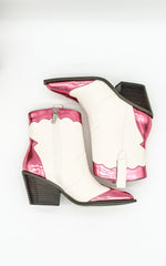 Corkys One Chance Ankle Boot in Pink and White