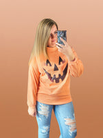 Jack-O-Lantern Pumpkin Corded Crewneck Sweatshirt
