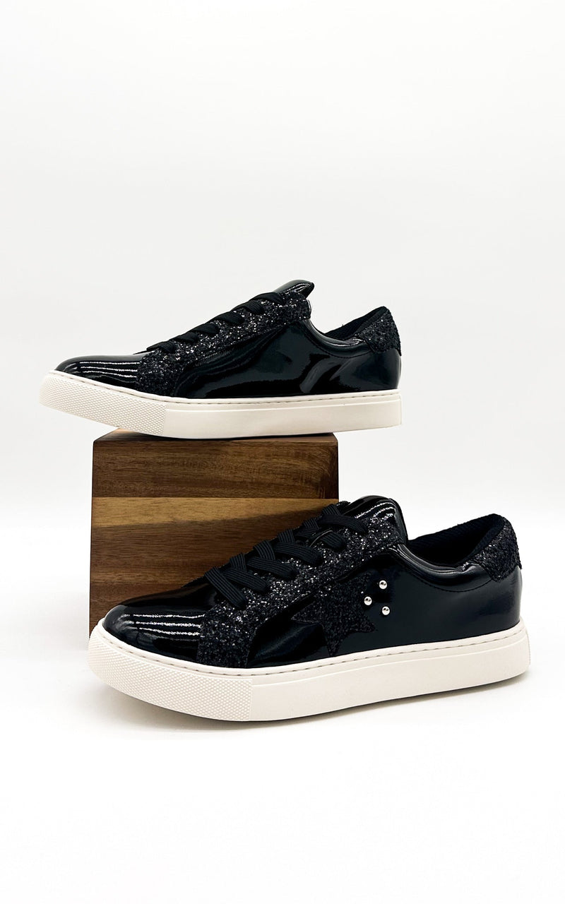 Corkys Supernova Sneaker in Black Patent