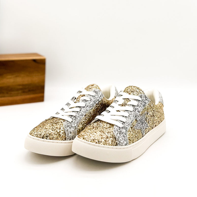 Corkys Supernova Sneaker in Gold and Silver Glitter