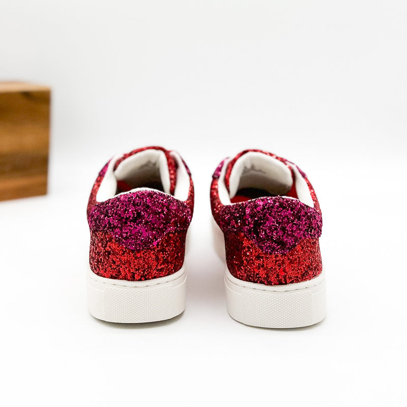 Corkys Supernova Sneaker in Red and Fuchsia Glitter