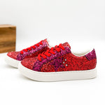 Corkys Supernova Sneaker in Red and Fuchsia Glitter