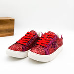 Corkys Supernova Sneaker in Red and Fuchsia Glitter