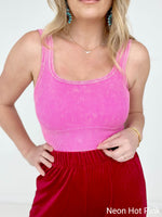 Washed Ribbed Square Neck Cropped Tank Top