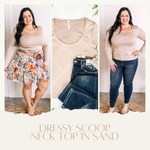 Dressy Scoop Neck Top In Sand