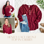 Henley Lace Front Top In Cherry