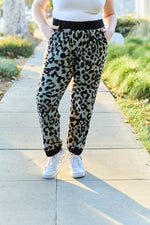 Olive Leopard Contrast Sweatpants