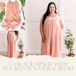 Casual Jumpsuit With Pockets In Natural Blush