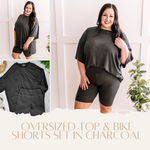 Oversized Top & Bike Shorts Set In Charcoal