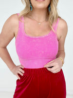 Washed Ribbed Square Neck Cropped Tank Top