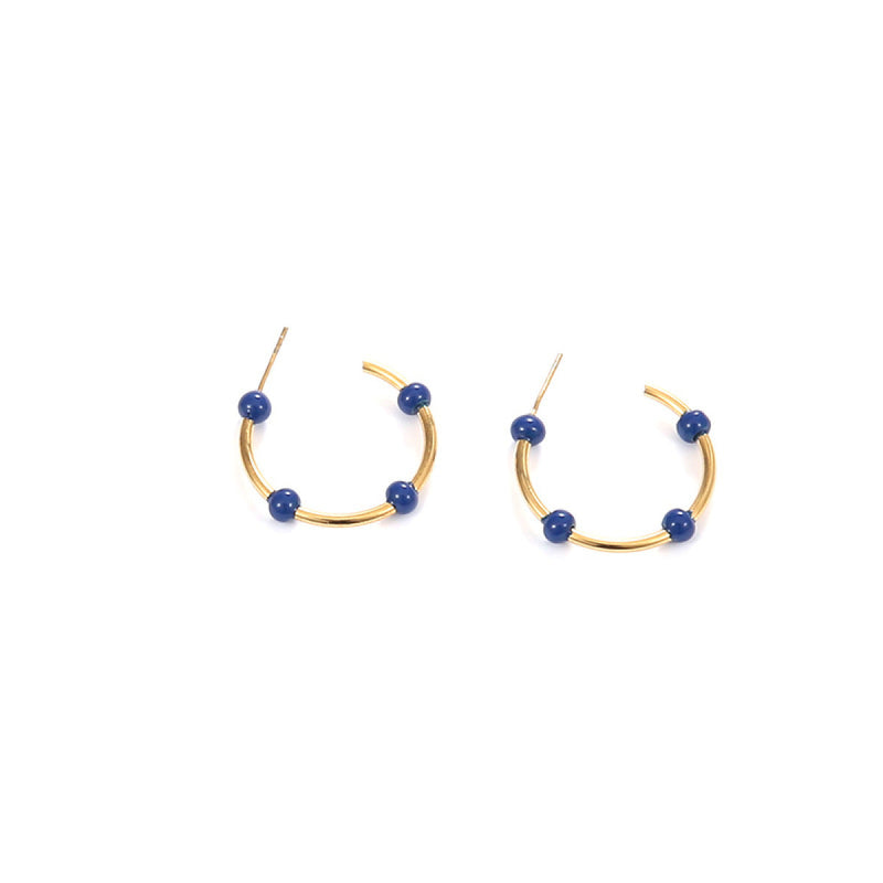 Willow Moon Retro Hand Enamel C-Shaped Hoop Earrings with Box